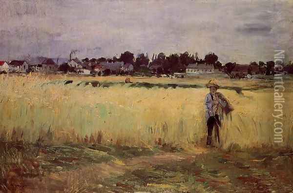 In The Wheat Fields At Gennevilliers Oil Painting - Berthe Morisot