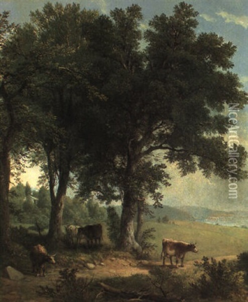 In The Shade Of The Old Oak Oil Painting - Asher Brown Durand