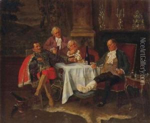 German, - Dulling Thepain Oil Painting - Albert Julius Franke