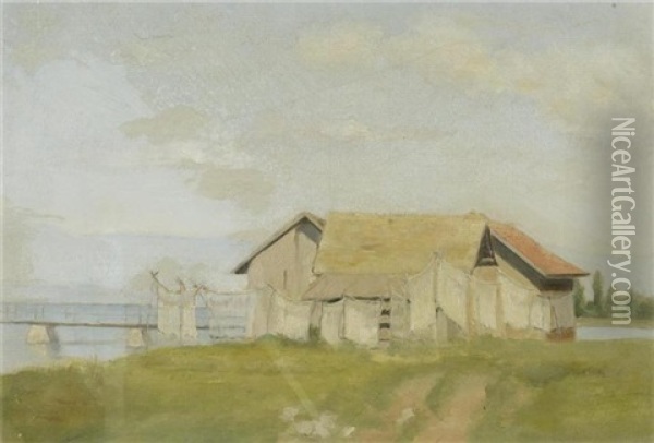 Village Of Auvernier Oil Painting - Charles Edouard du Bois