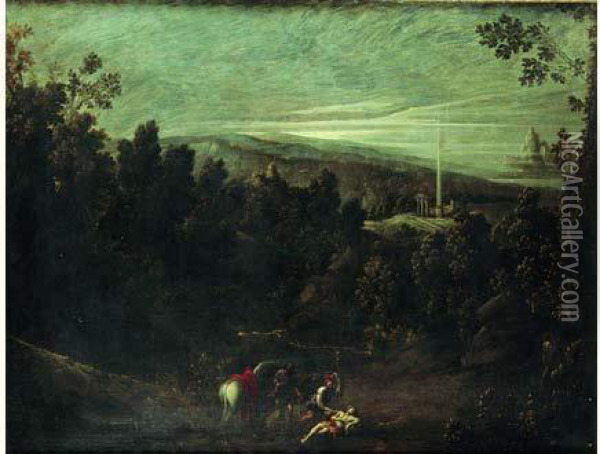 Le Bon Samaritain Dans Un Vaste Paysage Oil Painting - Giovanni Andrea Donducci (see MASTELLETTA)