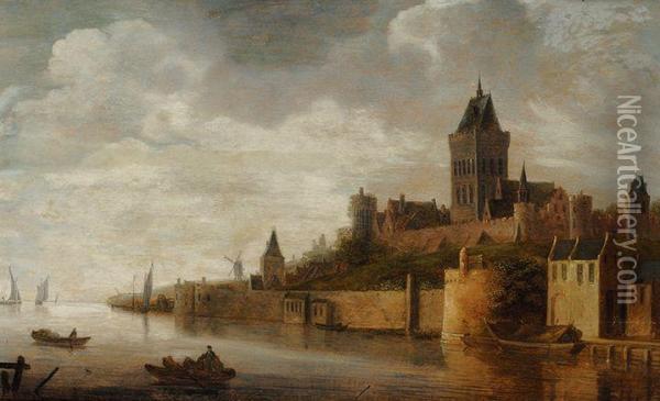 View Of The Valkhof Castle In Nijmegen Oil Painting - Wouter Knijff