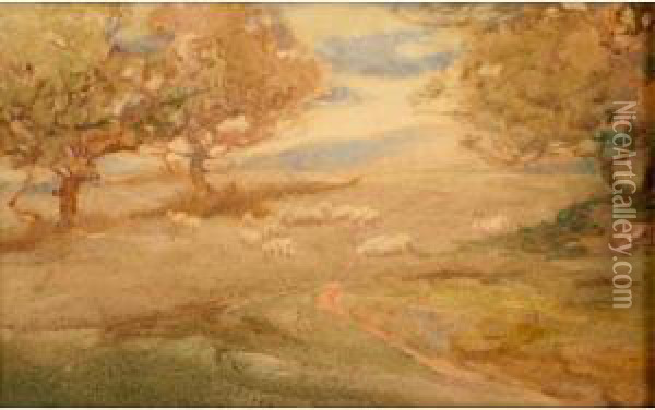 Pastoral Landscape With Sheep Oil Painting - John Henry Niemeyer