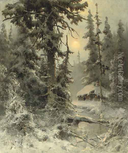 After the snowfall Oil Painting - Iulii Iul'evich (Julius) Klever