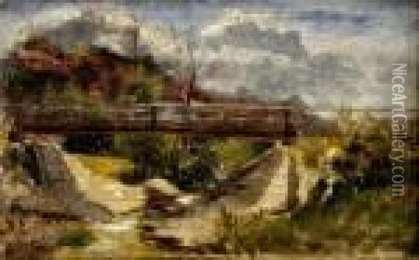 Krajina S Mostom Oil Painting - Gusztav Mannheimer