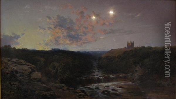 A View Of Richmond Castle Oil Painting - Edmund John Niemann, Snr.