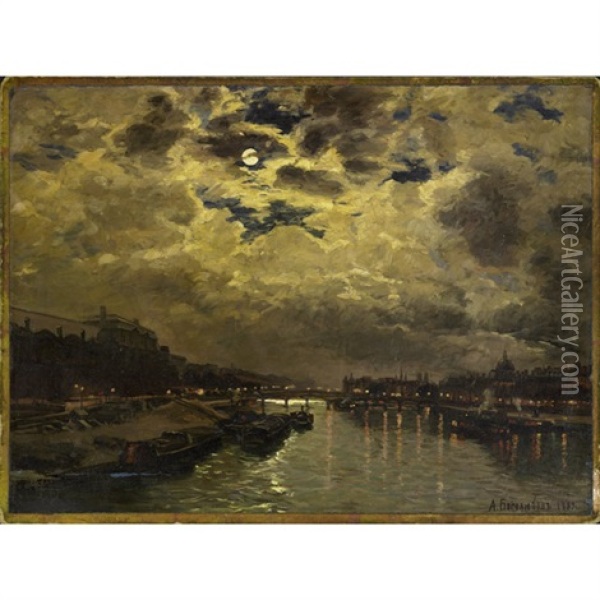 Night Scene, Paris Oil Painting - Aleksei Petrovich Bogolyubov