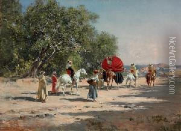 The Caravan Oil Painting - Victor Pierre Huguet
