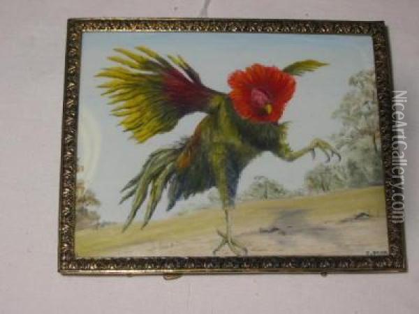 Strutting Cockerel Oil Painting - John Dean
