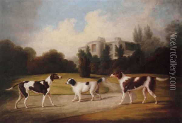 Sporting Dogs In The Grounds Of A Country House Oil Painting - Daniel Clowes