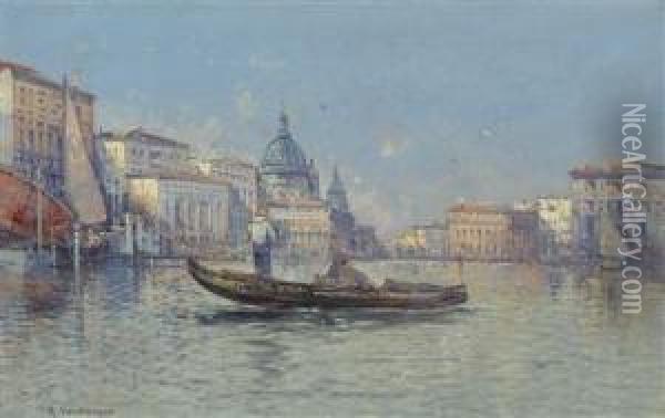Venetian Scene Oil Painting - R. Valentini