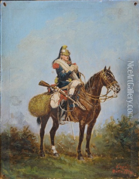 A Soldier On Horseback Oil Painting - Edouard Jean Baptiste Detaille