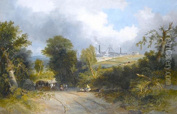 Waldridge Colliery Oil Painting - John Wilson Carmichael