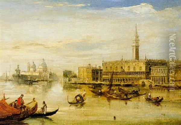 Venice, The Doge's Palace And Santa Maria Della Salute From The Lagoon Oil Painting - Edward Pritchett