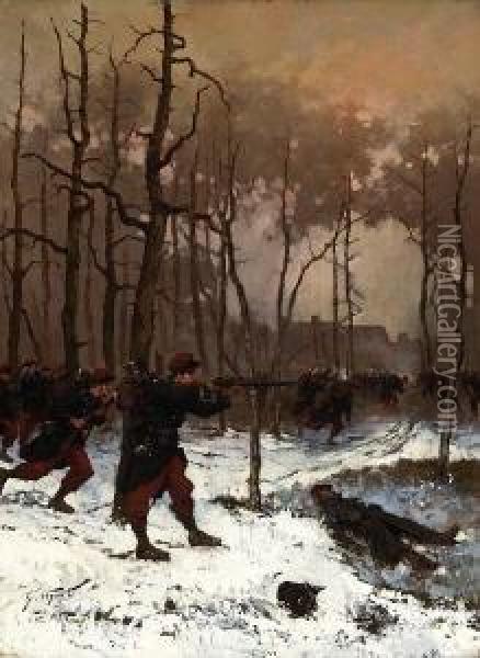 Szene Aus Dem
 Deutsch-franzosischen Krieg 1870/71. Oil Painting - Georges-Louis Hyon