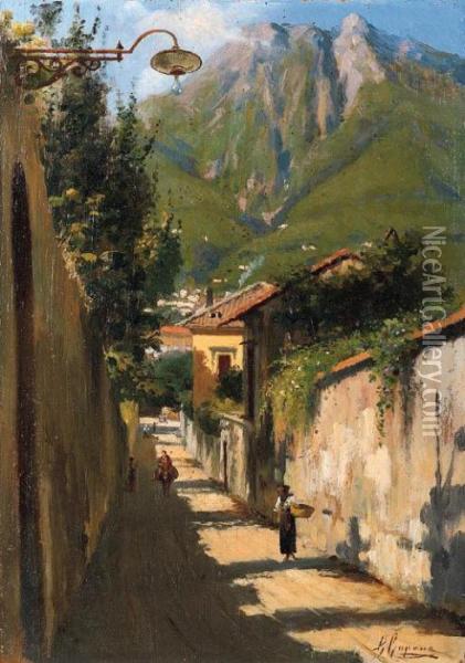Via Di Paese Oil Painting - Gaetano Capone