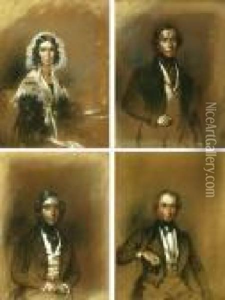 Artists Family - Four Portraits Oil Painting - Henry Pember Smith