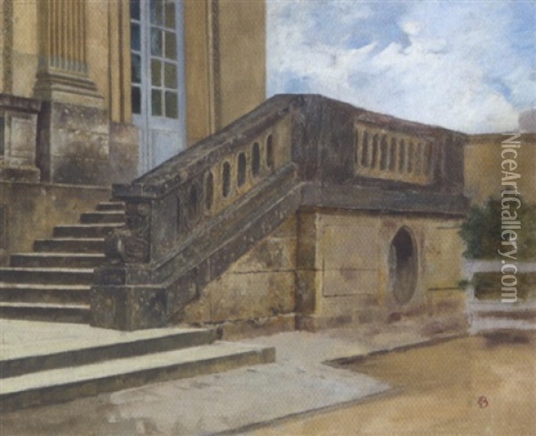 Trappe Foran En Indgang Til Versailles-slottet Oil Painting - Francois Brunery