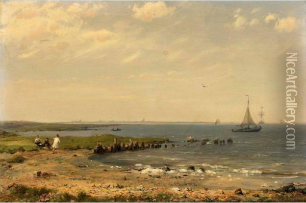 View On The Zuiderzee Oil Painting - Hermanus Jr. Koekkoek
