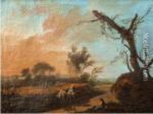 Paysans Portugais Sur Le Chemin Du Marche Oil Painting - Jean-Baptiste Pillement