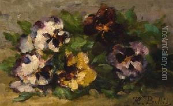 Les Violettes Oil Painting - Hubert Bellis