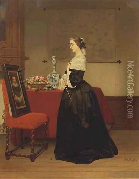 Le portrait the absent lover Oil Painting - Johannes Cornelius Mertz