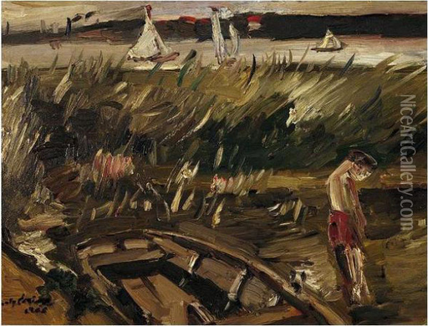 Kahn Im Schilf Am Muritzsee Oil Painting - Lovis (Franz Heinrich Louis) Corinth