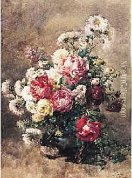 Vase De Fleurs Oil Painting - Francois Rivoire