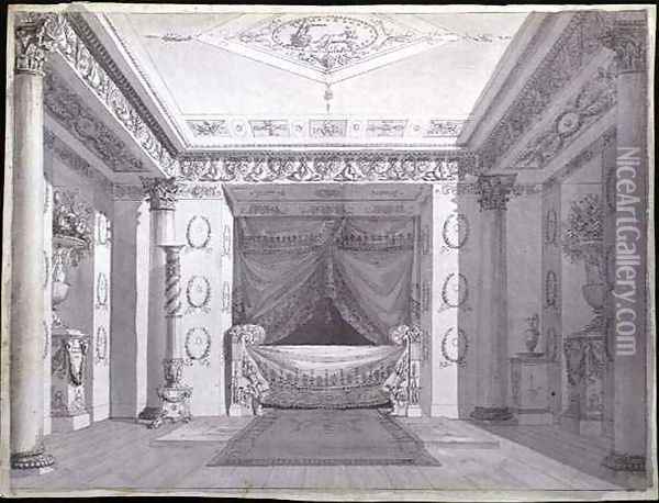 Design for an Empire Bedroom, c.1810 Oil Painting - Charles Percier