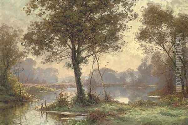 At the lake in the forest, dawn Oil Painting - Albert Gabriel Rigolot
