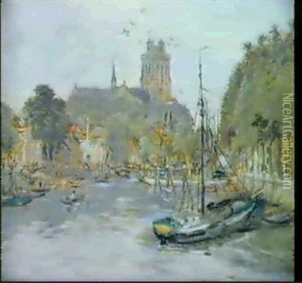 La Cathedrale De Dordrecht Oil Painting - Jean Francois Raffaelli