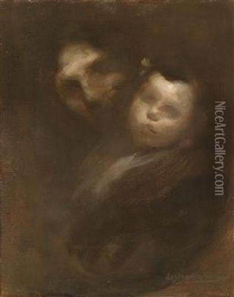 Mother And Child Oil Painting - Eugene Carriere