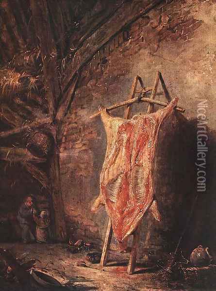 The Cut Pig Oil Painting - Isaack Jansz. van Ostade