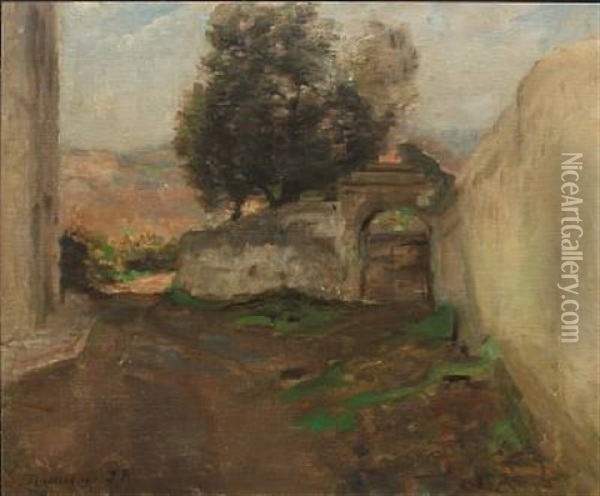 View Of Terracina Oil Painting - Julius Paulsen