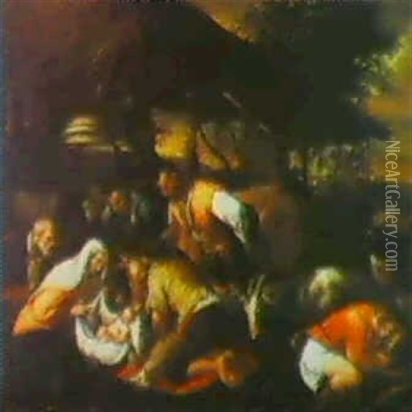 The Adoration Of The Shepherds Oil Painting - Leandro da Ponte Bassano