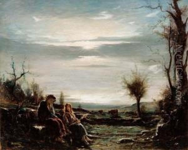 Melanconie Autunnali - 1876 Oil Painting - Antonio Fontanesi