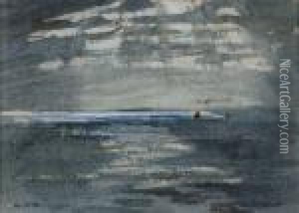 A Moonlit Sea Scape Oil Painting - Hercules Brabazon Brabazon
