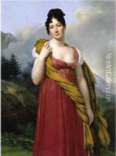 Portrait Of Laetitia Boyer, Marquise De Lagrange Oil Painting - Anne-Louis Girodet de Roucy-Triosson