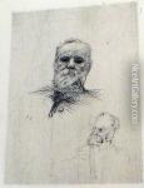 Portrait De Victor Hugo De Face Oil Painting - Auguste Rodin