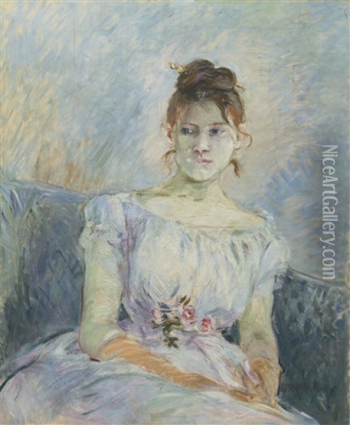 Paule Gobillard En Robe De Bal Oil Painting - Berthe Morisot