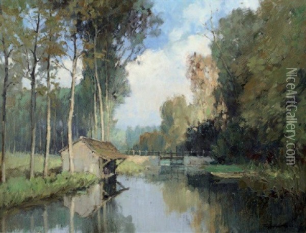 Cabane Au Bord De L'etang Oil Painting - Georges Robin