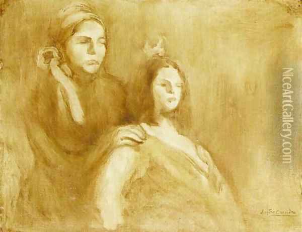 Femme et fillette Oil Painting - Eugene Carriere