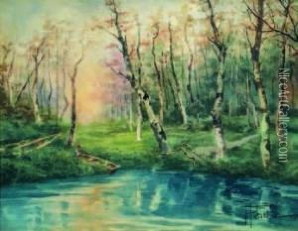 Veduta Di Lago Oil Painting - Filiberto Petiti