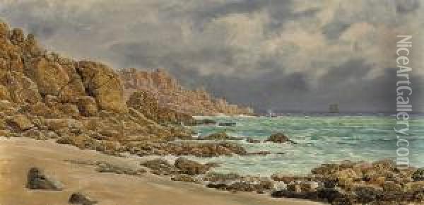 Port Gwarra, Cornwall Oil Painting - John Edward Brett