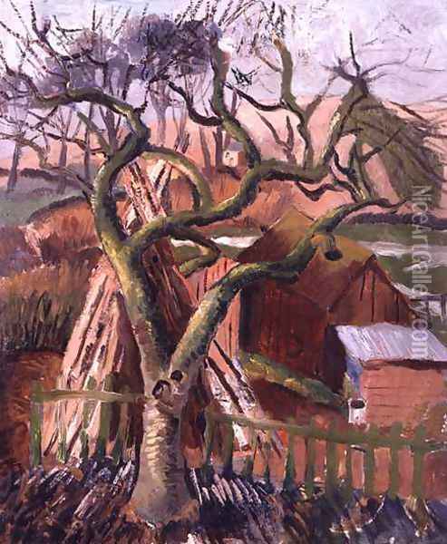 Landscape at Broadchalke, View from the Doctor's Window, 1925 Oil Painting - Christopher Wood