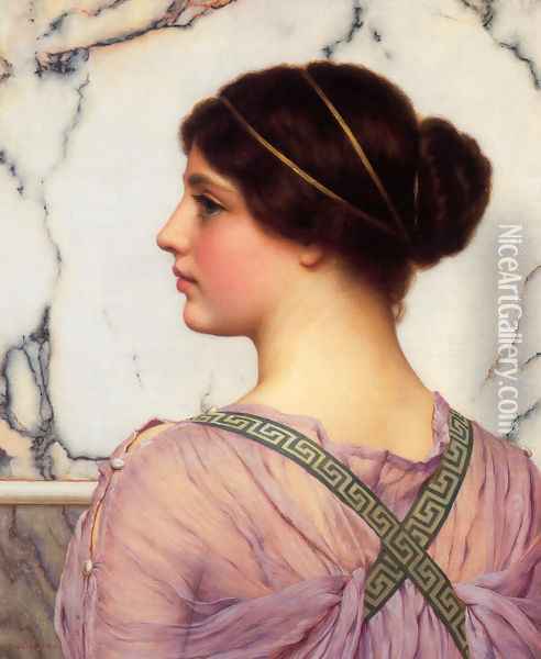 A Grecian Lovely Oil Painting - John William Godward