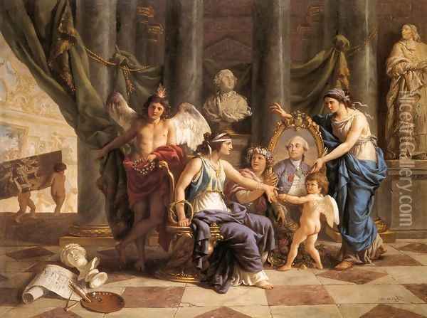 Allegory on the Installation of the Museum in the Grande Galerie of the Louvre Oil Painting - Jean Jacques II Lagrenee