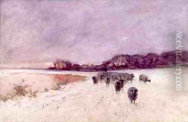 Winter at Loch Ard Oil Painting - Sir Alfred East