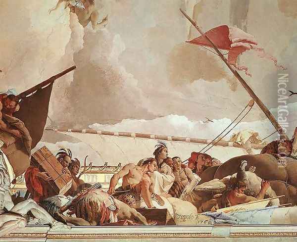 America, detail of Glory of Spain Oil Painting - Giovanni Battista Tiepolo