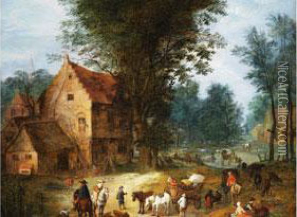Dorflandschaft Mit Oil Painting - Joseph van Bredael